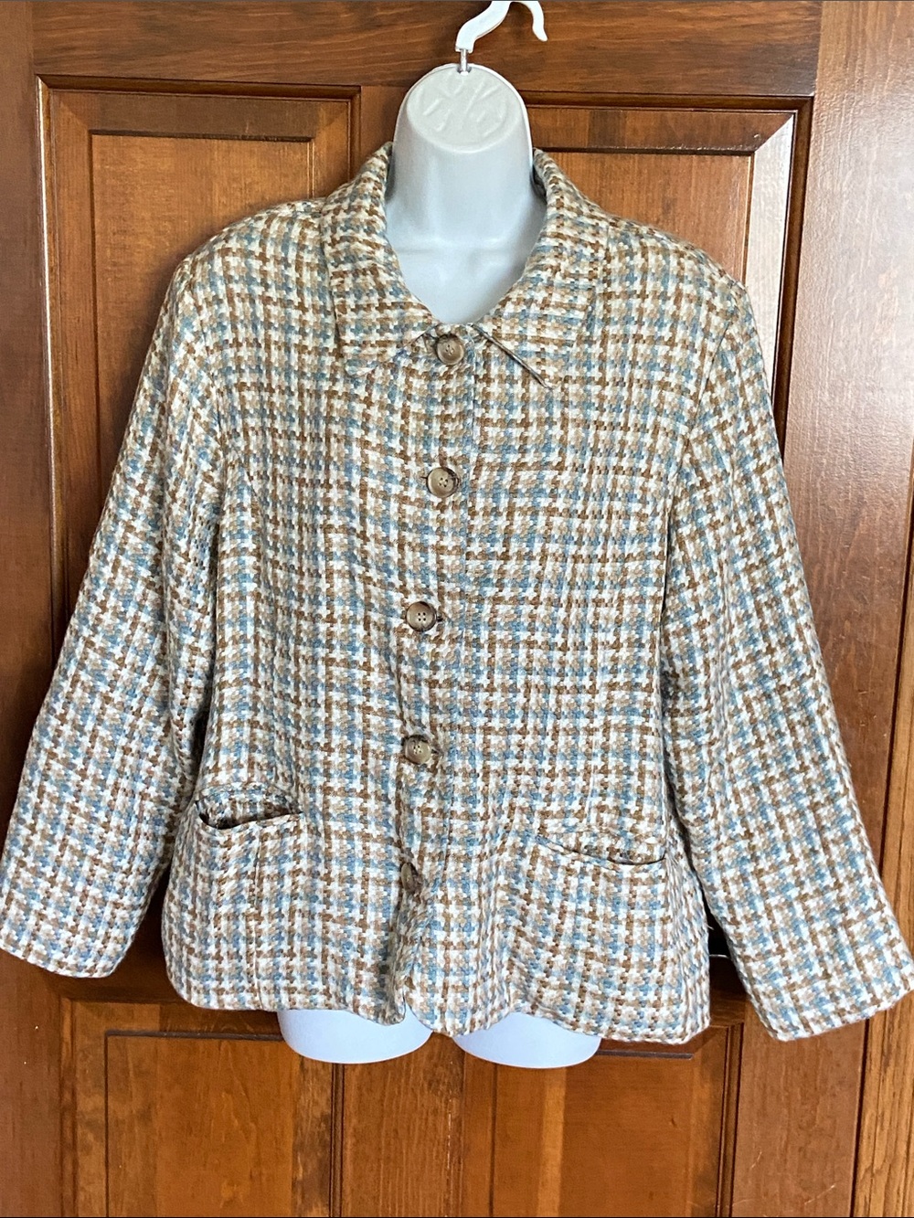 Willow Ridge woven knit tweed blazer button up neutral colors Size L / XL